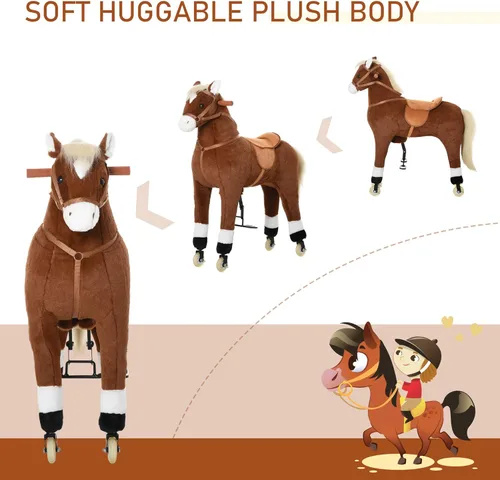 Miniatura 5 de Qaba Caballo caminante para niños con ruedas fáciles de rodar, cuerpo suave y abrazable y un tamaño grande para niños de 5 a 16 años