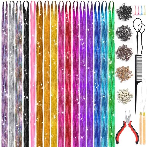 Miniatura 12 de Kit de 65 piezas de plumas para el cabello con herramientas para extensiones de cabello, kit de extensiones de plumas de cabello sintético largo