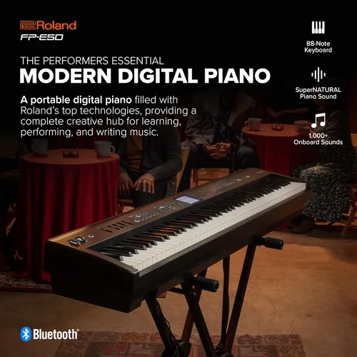 Miniatura 2 de Piano digital Roland FP-E50 Piano premium y biblioteca de sonidos expandible Teclado de 88 notas con acción de martillo Acompañamiento