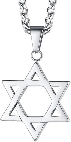 FaithHeart Magen David - Collar con colgante de estrella de David de acero inoxidable joyería judía para mujeres y hombres el sello de Salomón