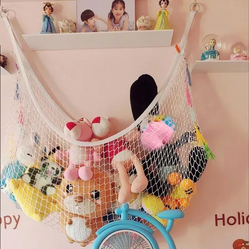 Miniatura 5 de Hamaca de animales de peluche, red de almacenamiento de pared de esquina para juguetes de peluche, organizador colgante de poliéster para decoración
