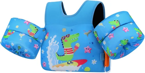 Miniatura 8 de MoKo Chaleco de natación para niños pequeños de 13-30/20-50/22-66 libras, flotadores de brazo de natación de dibujos animados, alas de agua