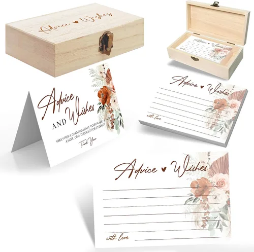 Miniatura 10 de Consejos y deseos para el señor y la señora – 60 mensajes florales de boda con caja de almacenamiento – Juego de deseos románticos para matrimonio
