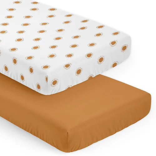 Miniatura 11 de Sweet Jojo Designs Mini sábana bajera para cuna para bebé (blanco y amarillo bohemio) para niñas o niños, guardería de recién nacidos/bebés, patios