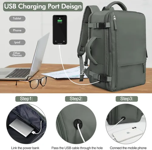 Miniatura 4 de Rinlist - Mochila para computadora portátil de viaje, mochila de cabina para hombres y mujeres, aprobada para vuelos, mochila escolar universitaria
