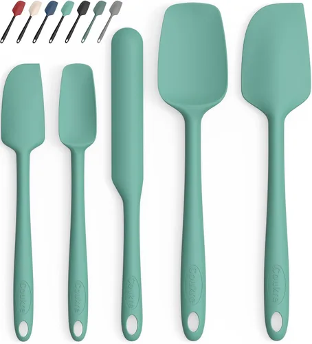 Coukre Juego de 5 espátulas de silicona, resistentes a altas temperaturas, silicona de grado alimenticio, aptas para lavavajillas, para hornear,