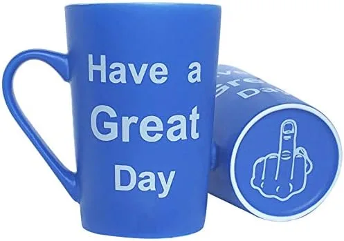 MAUAG Taza de café divertida "Have a Great Day" azul, el mejor regalo gracioso para la familia, 15 onzas