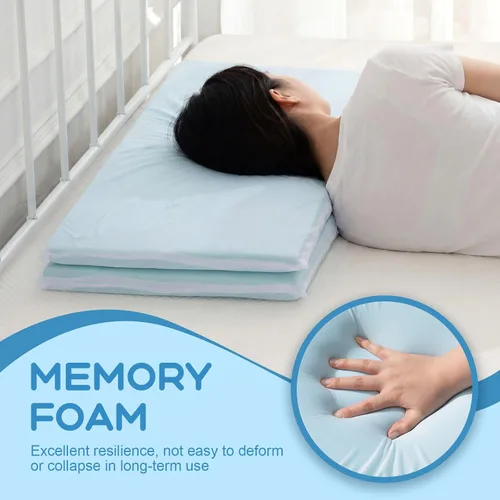 Miniatura 6 de Beeveer 2 almohadas de espuma viscoelástica ajustables de altura delgada para aliviar el dolor de cuello, capa delgada de espuma viscoelástica plana