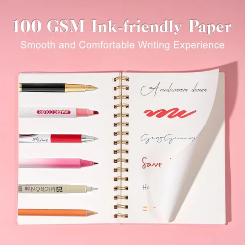 Miniatura 4 de Cuaderno de espiral de cuadrícula de puntos, tamaño A5, 160 páginas, cuaderno de papel grueso, cuaderno de plástico de tapa dura de 5 x 7 pulgadas