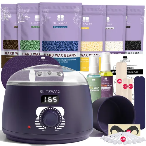 Miniatura 12 de BLITZWAX Kit de depilación brasileña y bikini para mujer, calentador de cera dura para cara, piernas y cuerpo, kit de depilación en casa, apto