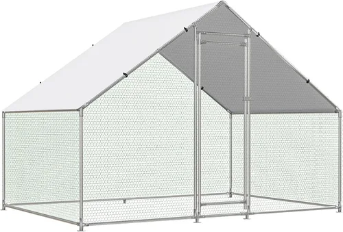 Miniatura 8 de NUGRIART Gallinero grande de metal para pollos con jaula de aves de corral de entrada con cubierta resistente al agua y anti-UV, casa para patos