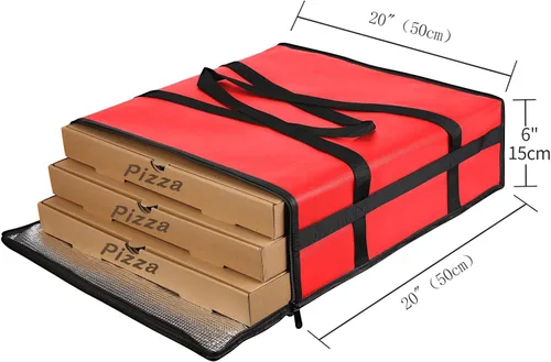 Miniatura 5 de musbus Bolsas Aisladas para Transportar Pizza Grandes para Entregas, Bolsa de Entrega de Pizza Aislada 50x50 para Uso Personal y Profesional Rojo