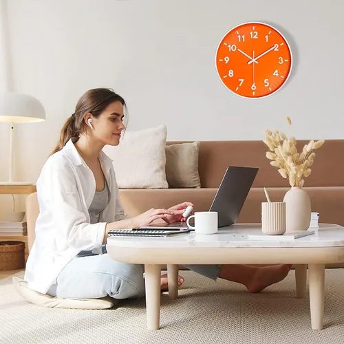 Miniatura 4 de JENLYSTIME Reloj de pared moderno con número 3D de 12 pulgadas para interiores y exteriores, esfera redonda brillante y colorida, cuarzo silencioso