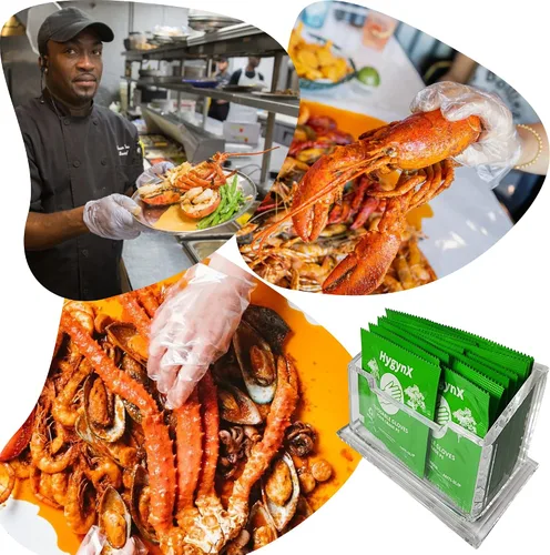 Miniatura 7 de HYGYNX Disposable Table Top Poly Gloves, Individually Wrapped Gloves Food Handling Gloves, Dining Gloves