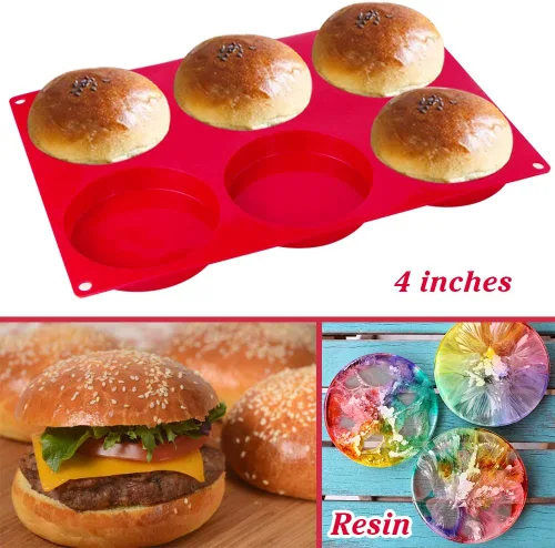 Miniatura 4 de Webake Moldes de silicona para bandeja redonda de disco de 3 y 4 pulgadas para pasteles, parte superior de muffins, bollo, natillas, tarta