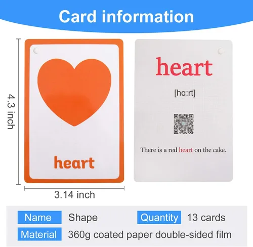 Miniatura 2 de 13 unids/set formas regalos niños tarjetas flash inglés tarjeta de bolsillo educativo aprendizaje bebé juguetes para niños pre-jardín de infantes