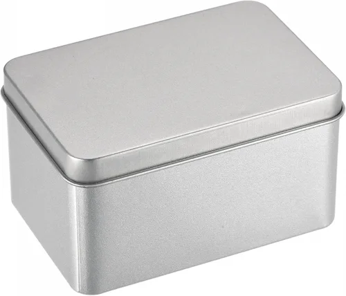 Miniatura 9 de uxcell Caja de Lata de Metal, 3.54" x 3.54" x 2.17" Recipientes Rectangulares Vacíos de Hojalata con Tapas, Tono Plateado, para Organizador