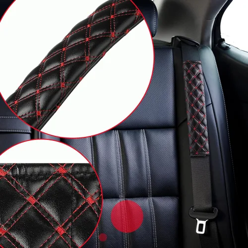 Miniatura 5 de Frienda 4 fundas para cinturón de seguridad de automóvil, correa extensora para cinturón de seguridad, protección cómoda para hombros y cuello