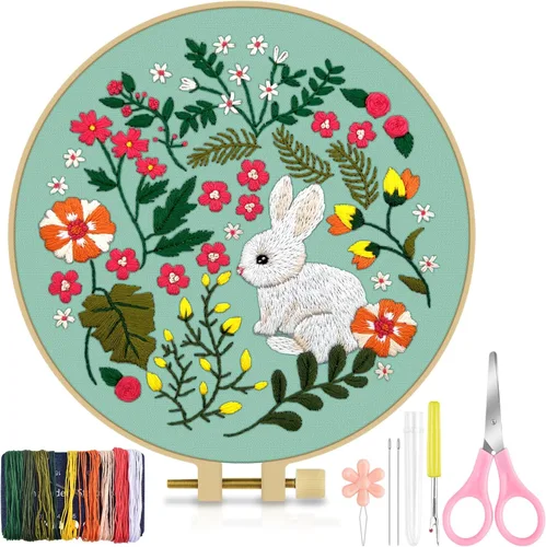 Miniatura 14 de TINDTOP Kit de Bordado para Principiantes Adultos, Kit de Bordado de Pájaros para Principiantes, Incluye Tela de Bordado Aros Hilos para Amantes