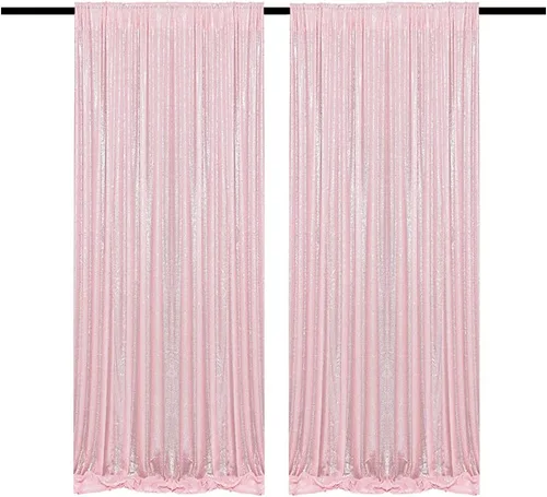 Miniatura 16 de Cortinas de fondo de lentejuelas negras con purpurina de 2 x 8 pies, 4 paneles para decoración de bodas, fiestas de cumpleaños, despedidas de Negro