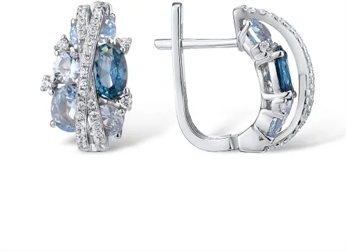 Miniatura 2 de Santuzza Aretes colgantes de plata de ley 925 con circonita cúbica para mujer