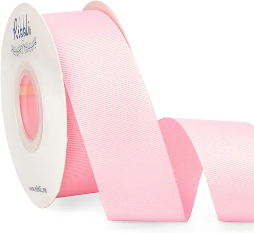 Ribbli - Cinta de grogrén rosa perla, 1-1/2 pulgadas x 25 yardas continuas, uso para lazos DIY, accesorios para el cabello, envoltura de regalos,