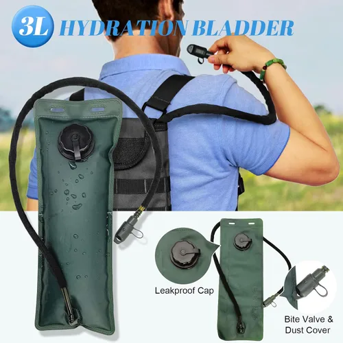 Miniatura 6 de Tactical MOLLE Hydration Pack Carrier Backpack with 3L Water Bladder for Outdoor Sports