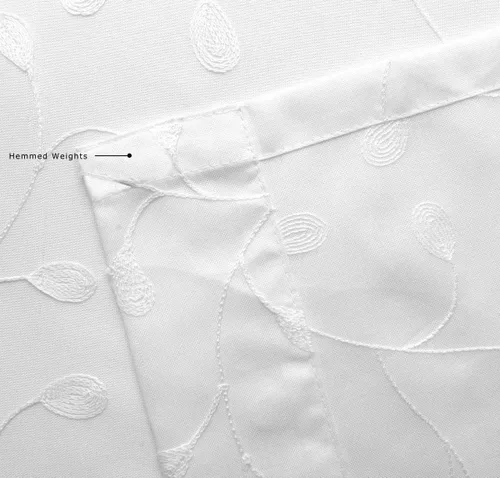 Miniatura 5 de Miuco - Cortinas con ojales de lino sintético, semitransparentes, bordadas con flores, para sala de estar Blanco puro