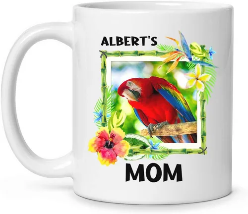 Miniatura 12 de Tazas de café blancas coloridas personalizadas de loro de 11 oz 15 onzas regalo para los amantes de los loros, regalos de taza de viaje de loro