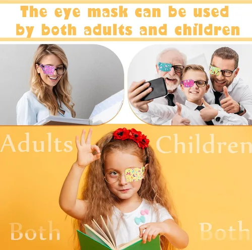 Miniatura 6 de Treela 8 parches de ojos para niños, parche para gafas para cubrir cualquier ojo, parche de tela de dibujos animados para niños y niñas