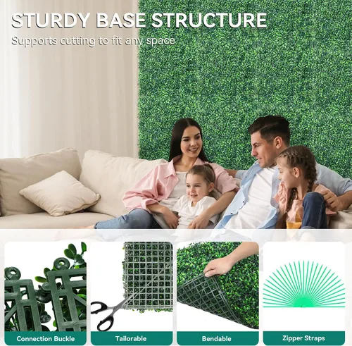 Miniatura 3 de YITAHOME 24 paneles de pared de césped artificial de 20 x 20 pulgadas, paneles de pared de seto de boj de césped artificial, valla de privacidad