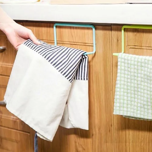 Miniatura 2 de Toallero de té para colgar sobre la puerta, soporte para colgar en la barra, organizador de rieles para baño, cocina, color azul