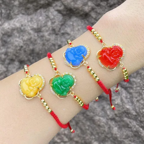 Miniatura 3 de Pulsera de amuleto de cuerda roja ajustable hecha a mano para hombres, mujeres y niños