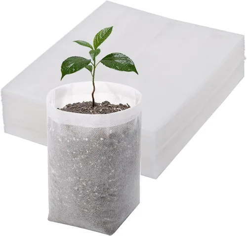Miniatura 16 de 100 bolsas de vivero para plantas – 7.87 x 13.77 pulgadas, bolsas transpirables de cultivo de plantas, macetas de tela para cultivo de plantas