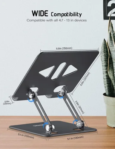 Miniatura 6 de Aoviho - Soporte para tableta portátil para escritorio, soporte de escritorio ajustable para tableta, soporte de aluminio plegable para iPad Pro
