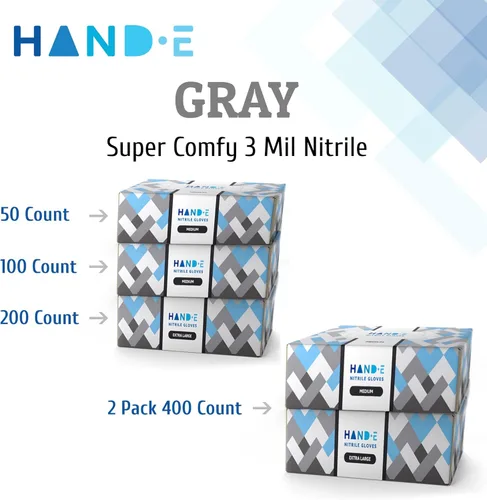Miniatura 9 de Guantes desechables de nitrilo gris, 50 y 200 unidades, guantes médicos sin látex Gris (mediano)