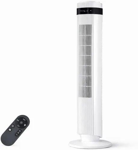 Miniatura 14 de Ventilador de torre para dormitorio, ventilador oscilante sin aspas con control remoto, 5 velocidades, 4 modos, ventilador silencioso de 28 dB, alta