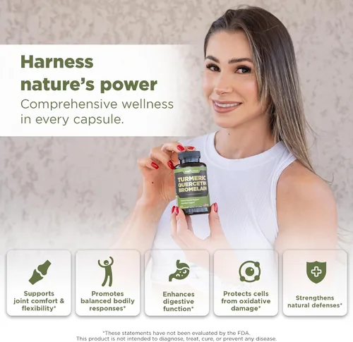 Miniatura 2 de Gade Nutrition - Suplemento de quercetina de cúrcuma con bromelina Suplemento en cápsulas para apoyo inmunológico, alivio de alergias, apoyo
