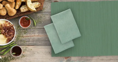 Miniatura 2 de Juego de servilletas de dos tonos, verde bosque, 100% algodón, tamaño de servilleta de 18 x 18 pulgadas, adecuado para comidas formales, comidas