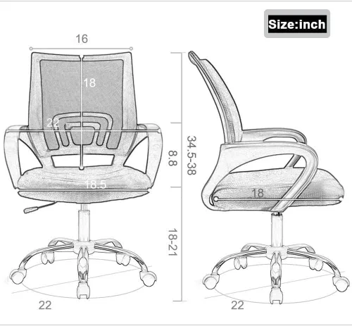 Miniatura 3 de Meet perfect Silla de oficina de escritorio con respaldo medio, silla ergonómica moderna para computadora con soporte lumbar y reposabrazos, silla