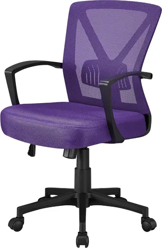 Miniatura 11 de Topeakmart Escritorio giratorio de oficina ergonómico de malla ajustable soporte lumbar para computadora, respaldo medio, reposabrazos