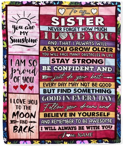 Miniatura 12 de Manta personalizada con texto en inglés «To My Sister from Brother I Love You Hugs» (texto en inglés) con texto en inglés «To My Sister», «I Love