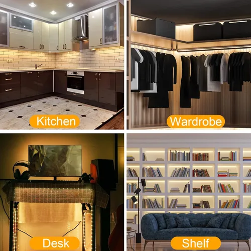 Miniatura 7 de maylit Luces para debajo del gabinete enchufables, 3 piezas de iluminación ultra fina de 12 pulgadas para debajo del gabinete, luces blancas cálidas