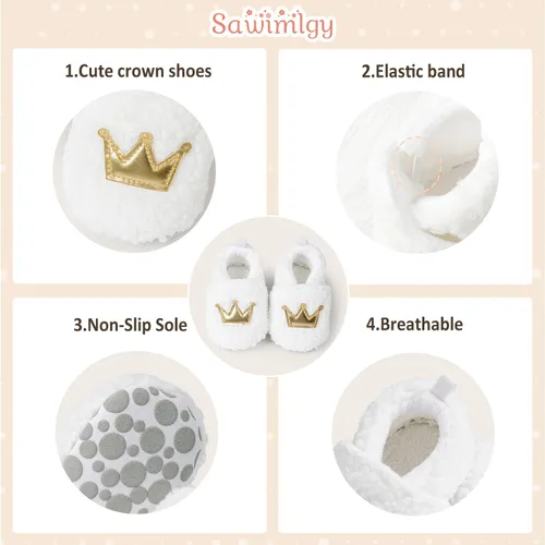 Miniatura 5 de Sawimlgy Pantuflas de dibujos animados para recién nacidos, para bebés, niños y niñas, suela antideslizante suave, suela antideslizante, zapatos
