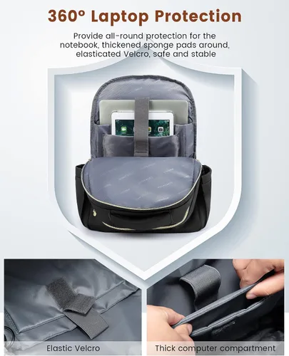 Miniatura 5 de LOVEVOOK - Mochila de computadora portátil para mujer, bolsa de 15.6 pulgadas delgada con compartimento separado para la computadora para el trabajo