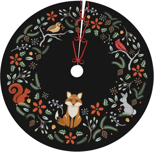 Falda para árbol de Navidad de PTONUIC, corona de bosque de 30 pulgadas de felpa, alfombrilla de árbol de Navidad de Santa, decoración festiva para