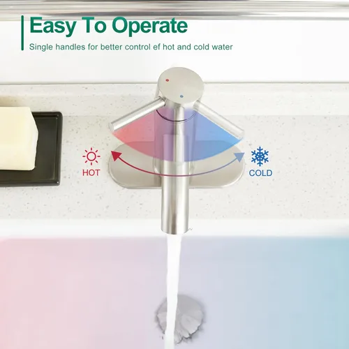 Miniatura 4 de Grifo de baño de níquel cepillado de una sola manija, grifo de lavabo de tocador de baño con desagüe pop-up, grifo de lavabo para embarcación