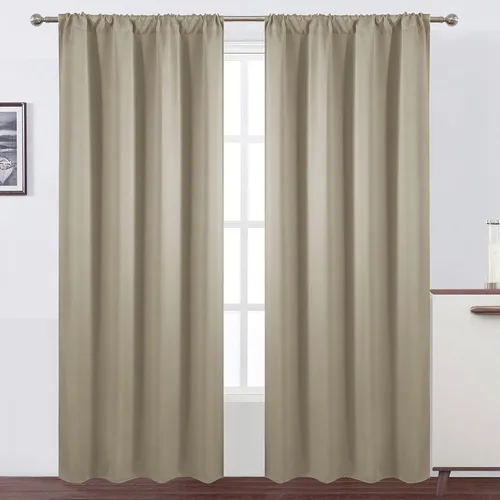 Miniatura 103 de LEMOMO Cortinas opacas negras para cocina, 42 x 45 pulgadas, juego de 2 paneles de cortinas opacas con bolsillo para cortinero para ventana pequeña