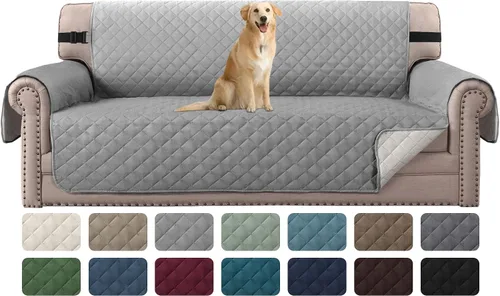 Miniatura 71 de H.VERSAILTEX Funda de sofá resistente al agua para sofá de 3 cojines, reversible, protector de muebles acolchado con correa elástica, funda de sofá