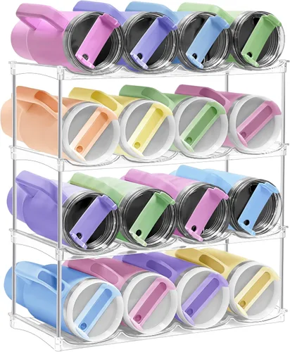 Miniatura 10 de Organizador apilable de botellas de agua para gabinete, organizador de vasos de acrílico, estante de almacenamiento para Stanley de 40 onzas